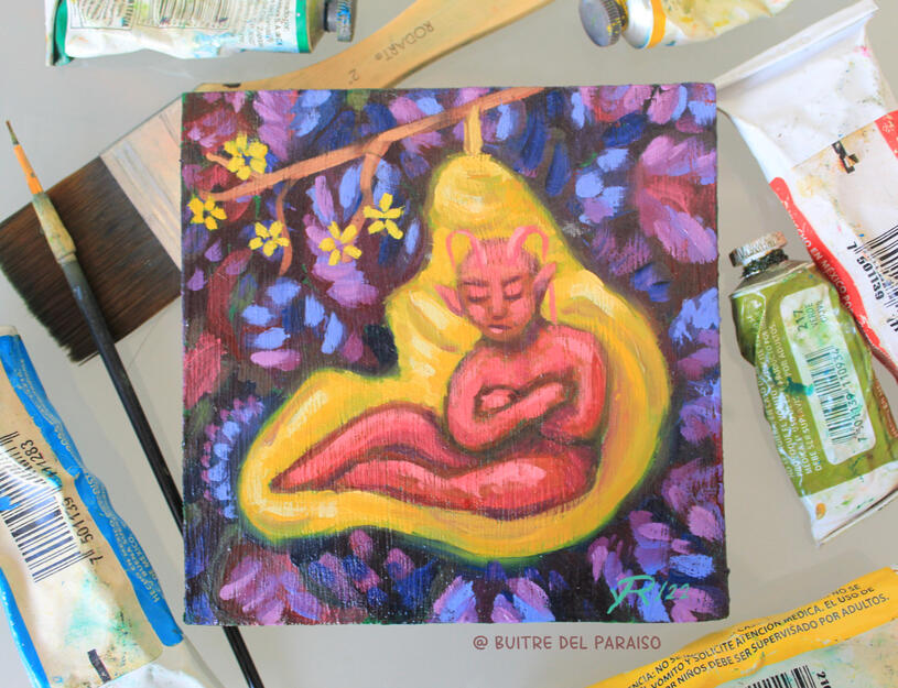 "Night Fairy A". 60 USD. 5.9x6in / 15x15cm.