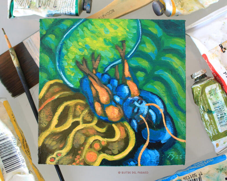 "Night Fairy C". 60 USD. 6x6in / 15x15cm.